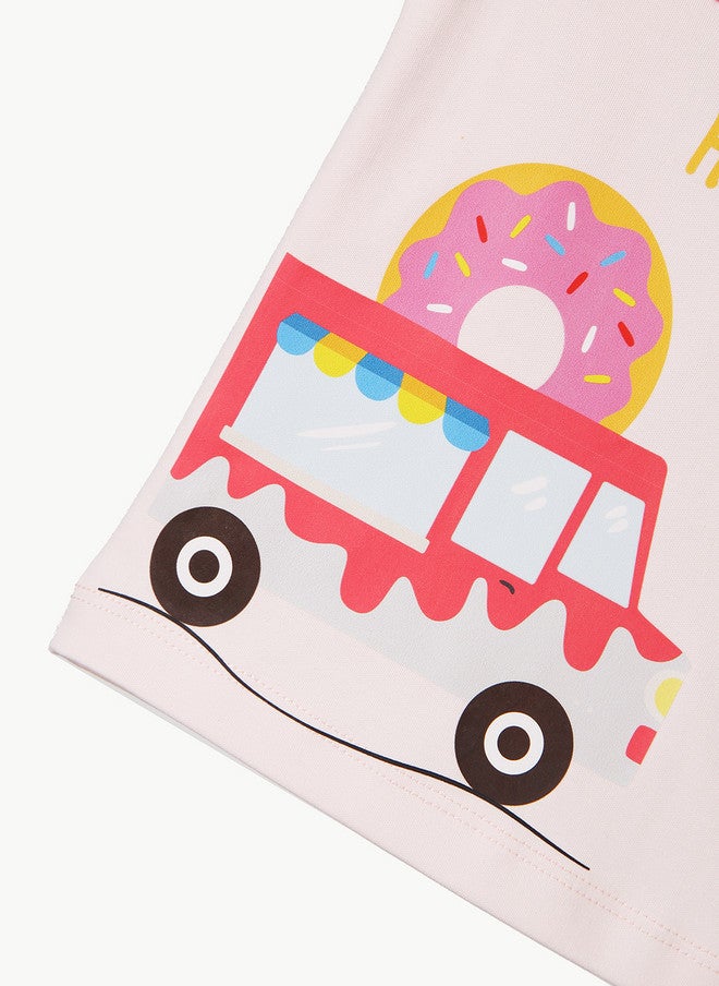 BONTOTS Infant Girls Ice Cream Truck Printed Organic Cotton T-Shirt - Image 4